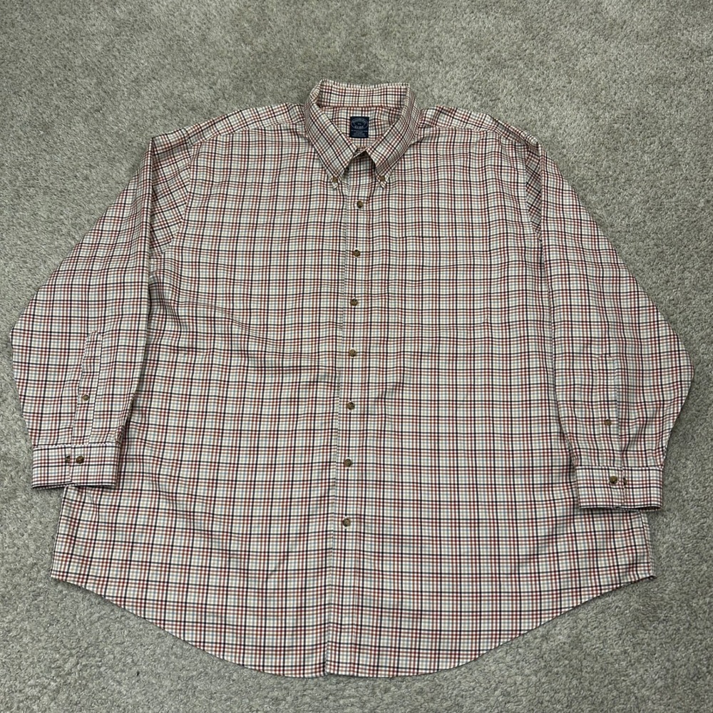 Brooks Brothers Button Down Shirt 4XL Plaid Non-Iron Supima Cotton Long Sleve - Picture 2 of 7